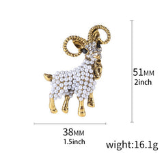 Alloy Pearl Goat Brooch Animal Brooches Holiday Gift