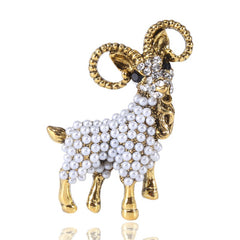 Alloy Pearl Goat Brooch Animal Brooches Holiday Gift