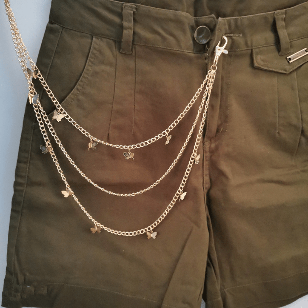 Layer Butterfly Belt Waist Chain HipHop Keychain Jewelry Gift Men
