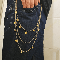 Layer Butterfly Belt Waist Chain HipHop Keychain Jewelry Gift Men