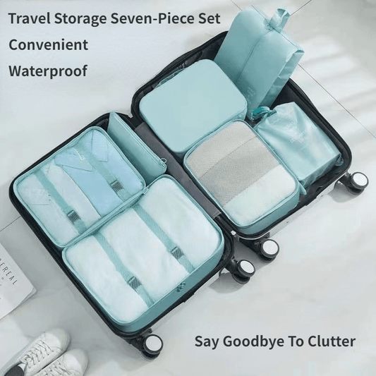 7pcs Clear Packaging Travel Luggage Organizer Hangable Laundry Bag Shoe Bag