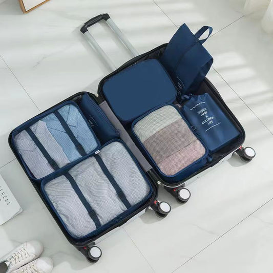 7pcs Clear Packaging Travel Luggage Organizer Hangable Laundry Bag Shoe Bag