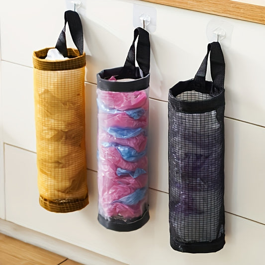 Mesh Hanging Plastic Bag Dispenser - Kitchen Organization Solution