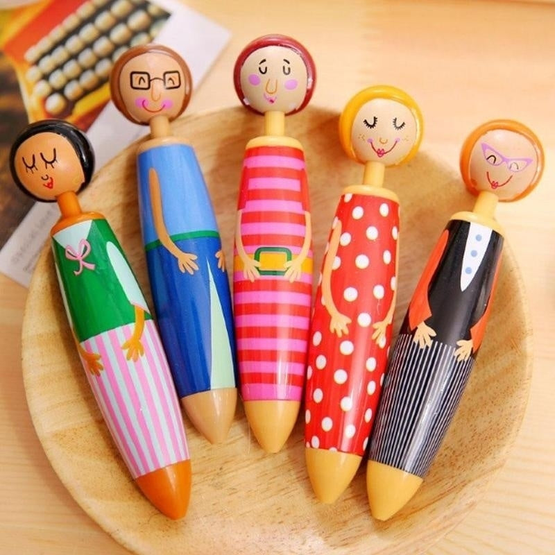 1pc Cartoon Ballpoint Pen Doll Pen Student Office Stationary Gift Random