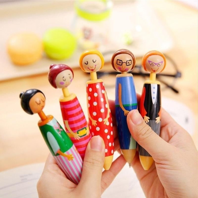 1pc Cartoon Ballpoint Pen Doll Pen Student Office Stationary Gift Random