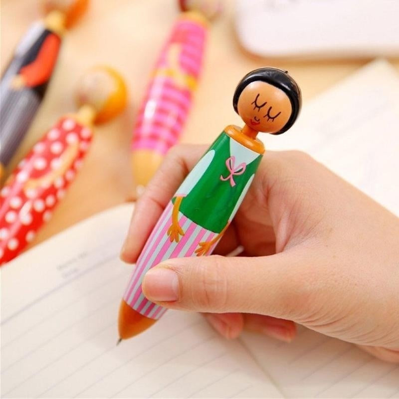 1pc Cartoon Ballpoint Pen Doll Pen Student Office Stationary Gift Random