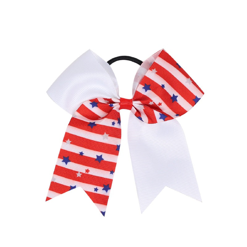 American Flag Hair Tie Ribbon Bow Hair Rope Ponytail Holder Hair Accessory
