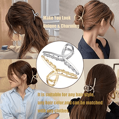 2pcs Alloy Hair Claw Nonslip Ponytail Holder Shark Claw Women Girls Hair Clip