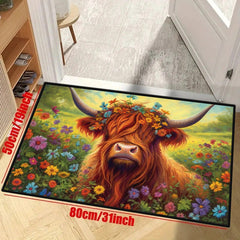 Highland Cow Floor Mat Modern Kitchen Rug Non Slip Colorful Indoor Carpet