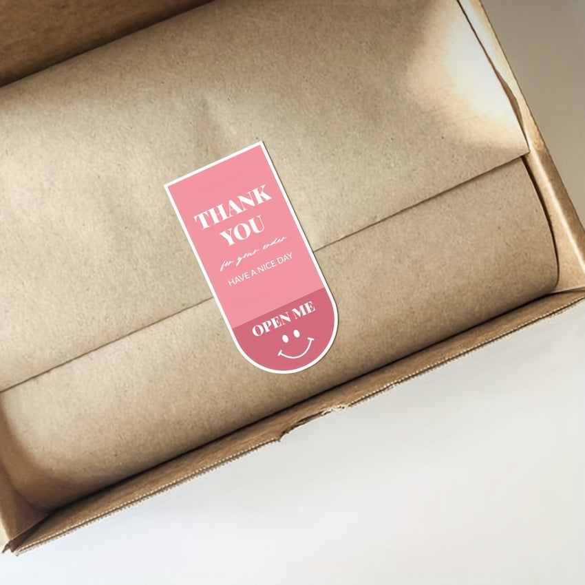 100pcs Rectangular Self-adhesive Packaging Stickers Thank You Labels