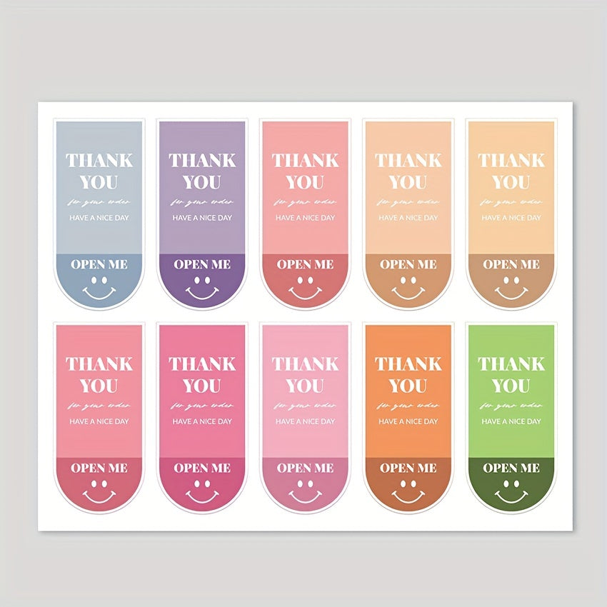 100pcs Rectangular Self-adhesive Packaging Stickers Thank You Labels