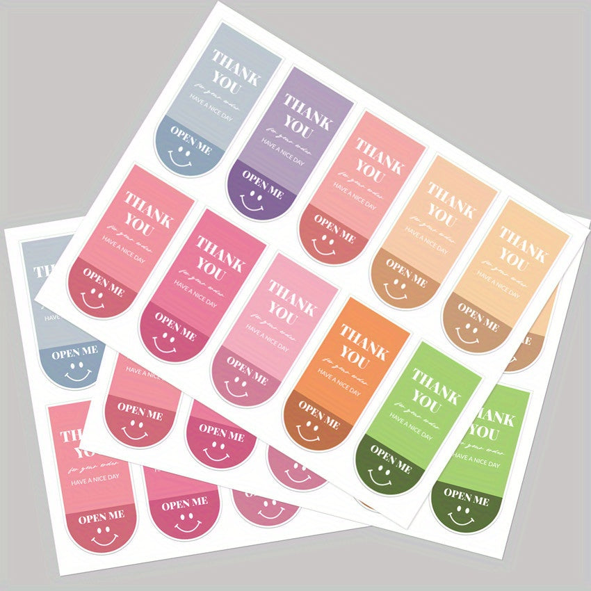 100pcs Rectangular Self-adhesive Packaging Stickers Thank You Labels