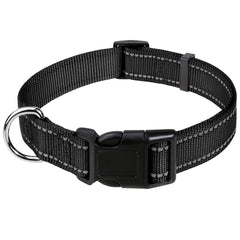 Reflective Nylon Dog Collar with Adjustable Buckle for Small, Medium, Large Dogs