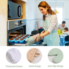 5pcs Silicone Oven Mitts Pot Holder Set Baking Double Layer