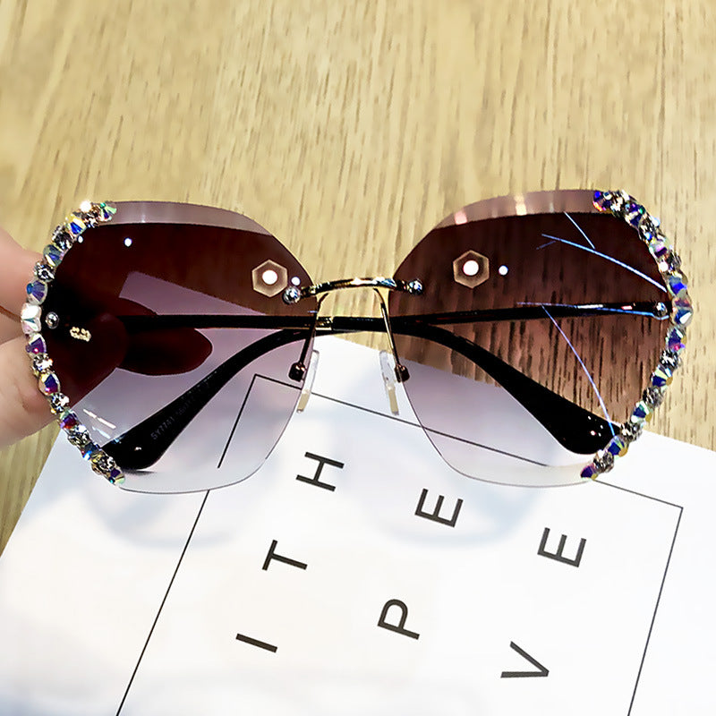 Men's Oversized Rimless Sunglasses for Traveling Party Outdoor