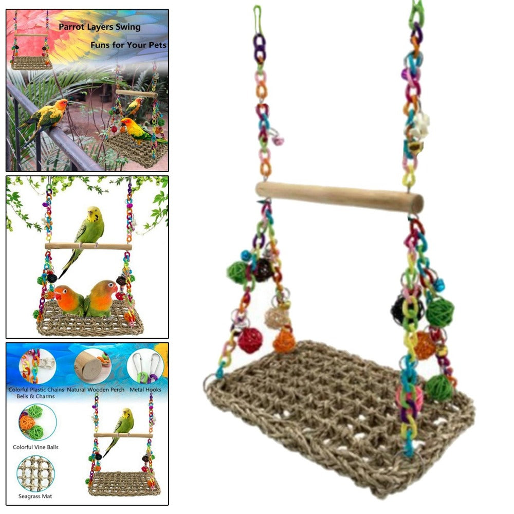 Bird Swing & Climbing Hammock Toy for Small Birds