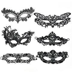 6pcs Sexy Venetian Masks Women Black Eye Mask Masquerade Halloween Party