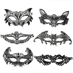 6pcs Sexy Venetian Masks Women Black Eye Mask Masquerade Halloween Party