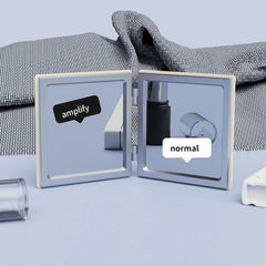 Rose Pattern Compact Mirror Square Double Side Folding Makeup Vanity Mirror