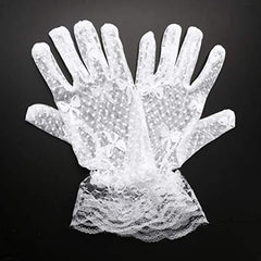 Short Lace Gloves Breathable Floral Wedding Bridal Gloves