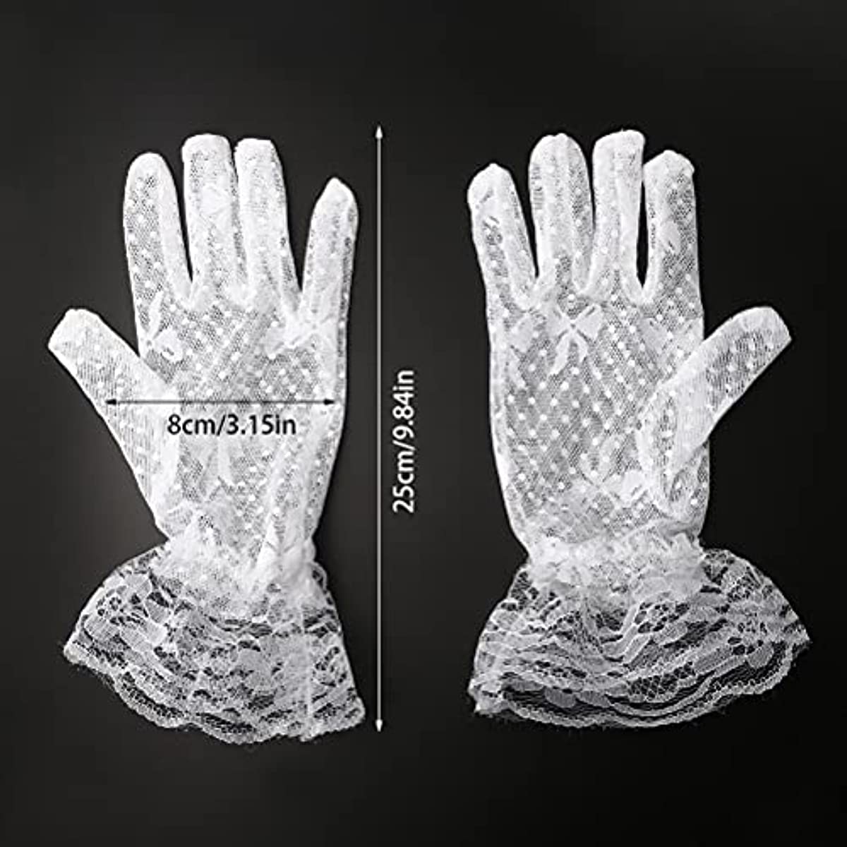 Short Lace Gloves Breathable Floral Wedding Bridal Gloves