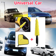 2Pcs Car Cleaning Kit Microfiber Wheel Tire Rim Brush Drying Cloth