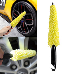 2Pcs Car Cleaning Kit Microfiber Wheel Tire Rim Brush Drying Cloth
