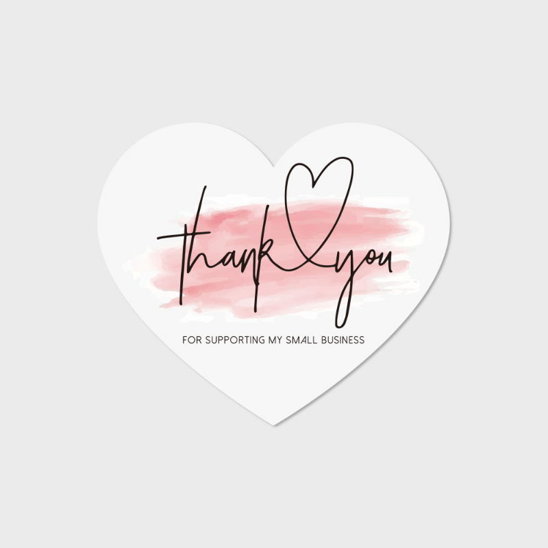 30pcs Heart Shaped Pink Thank You Card Copper Paper for Gifts and Parties