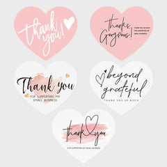 30pcs Heart Shaped Pink Thank You Card Copper Paper for Gifts and Parties