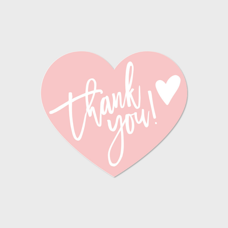 30pcs Heart Shaped Pink Thank You Card Copper Paper for Gifts and Parties