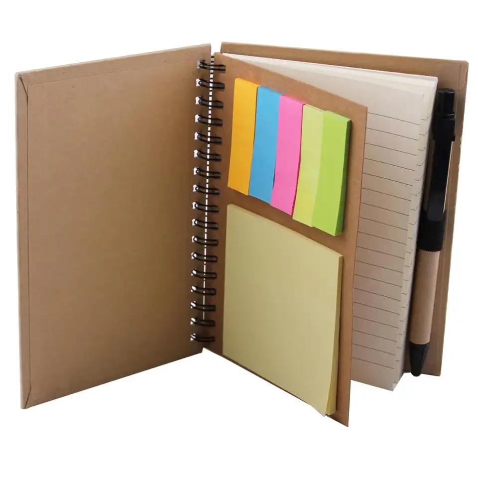 Brown Paper Spiral Coil Notebook with Sticky Notes