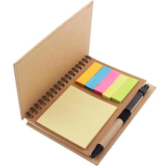 Brown Paper Spiral Coil Notebook with Sticky Notes