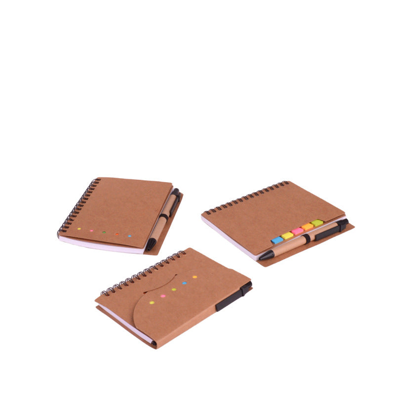 Brown Paper Spiral Coil Notebook with Sticky Notes