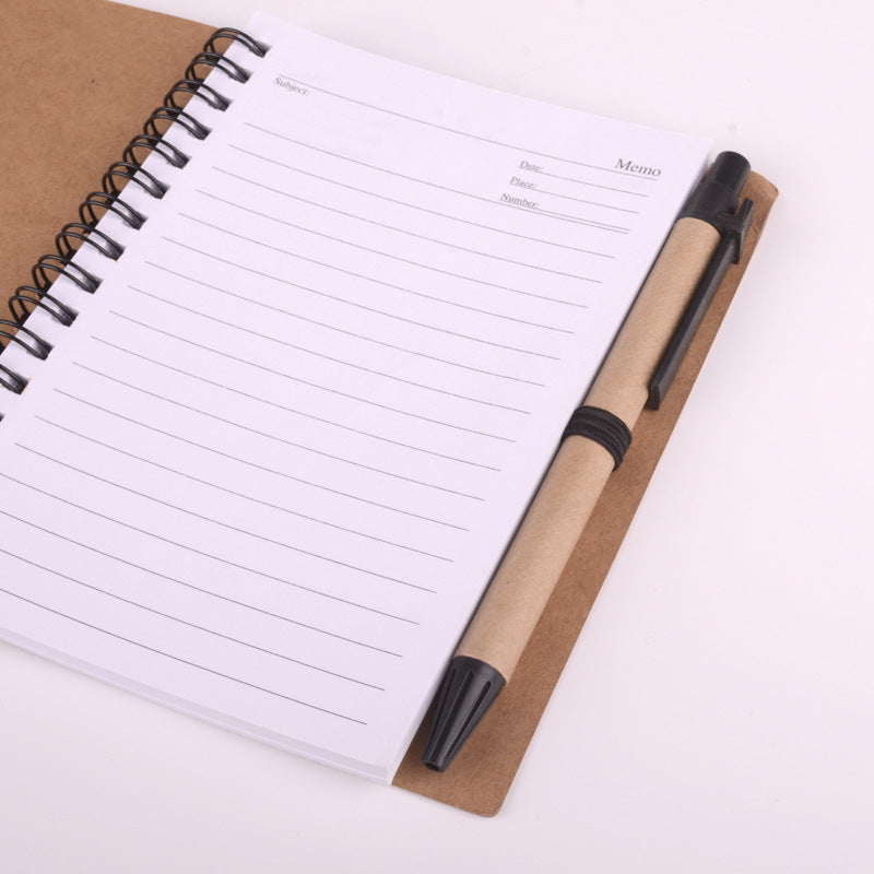 Brown Paper Spiral Coil Notebook with Sticky Notes