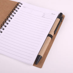 Brown Paper Spiral Coil Notebook with Sticky Notes