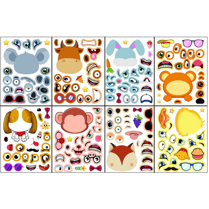 DIY Cartoon Funny Expression Stickers for Kids