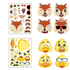DIY Cartoon Funny Expression Stickers for Kids