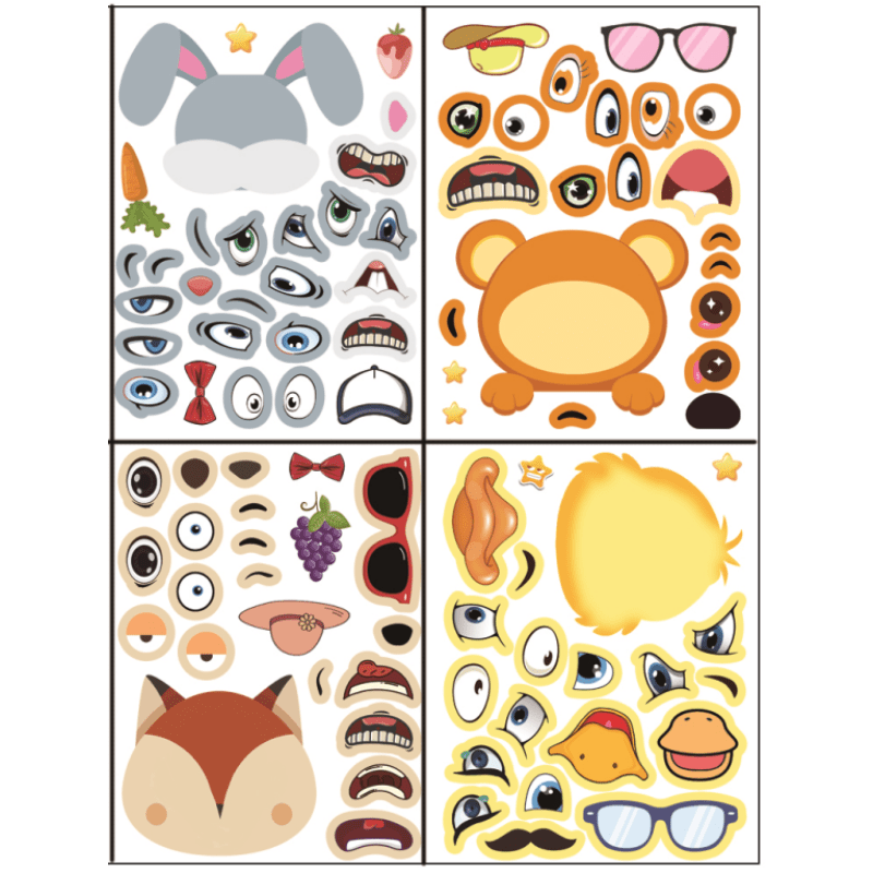 DIY Cartoon Funny Expression Stickers for Kids