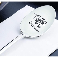 Coffee And Jesus Engraved Spoon Religious Wedding Gift Christmas