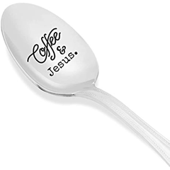 Coffee And Jesus Engraved Spoon Religious Wedding Gift Christmas