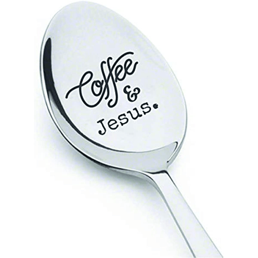 Coffee And Jesus Engraved Spoon Religious Wedding Gift Christmas