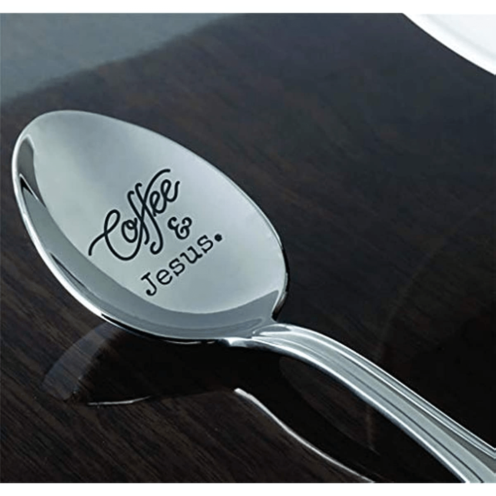 Coffee And Jesus Engraved Spoon Religious Wedding Gift Christmas