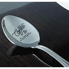 Coffee And Jesus Engraved Spoon Religious Wedding Gift Christmas