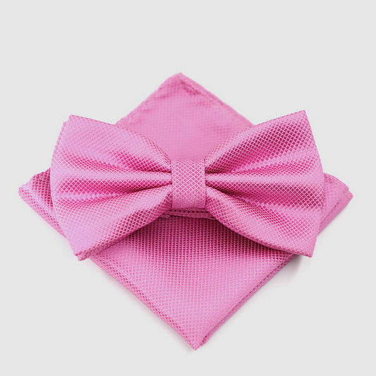 Fine Grid Men's Formal Bow Tie & Pocket Towel Set