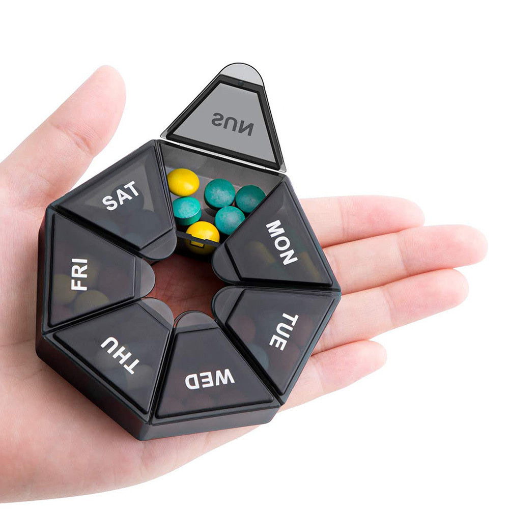7 Grids Medicine Storage Box Pill Case Mini Jewelry Organizer Clamshell Portable