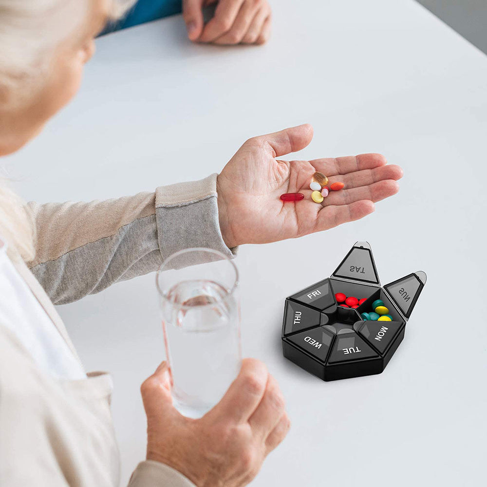 7 Grids Medicine Storage Box Pill Case Mini Jewelry Organizer Clamshell Portable