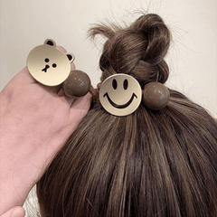 Cartoon Bear Hair Tie With Bead Rabbit Elastic Ponytail Holder