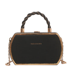 Metal Chain Satchel Crossbody Bag PU Leather Top Handle Bag Purse