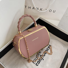 Metal Chain Satchel Crossbody Bag PU Leather Top Handle Bag Purse