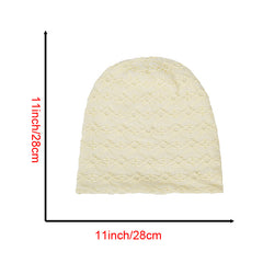 Embossed Cotton Slouchy Beanie Solid Lightweight Knit Hat
